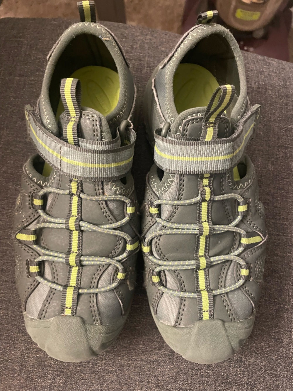 Merrell kids water h20 shoes size 1M gray neon yellow